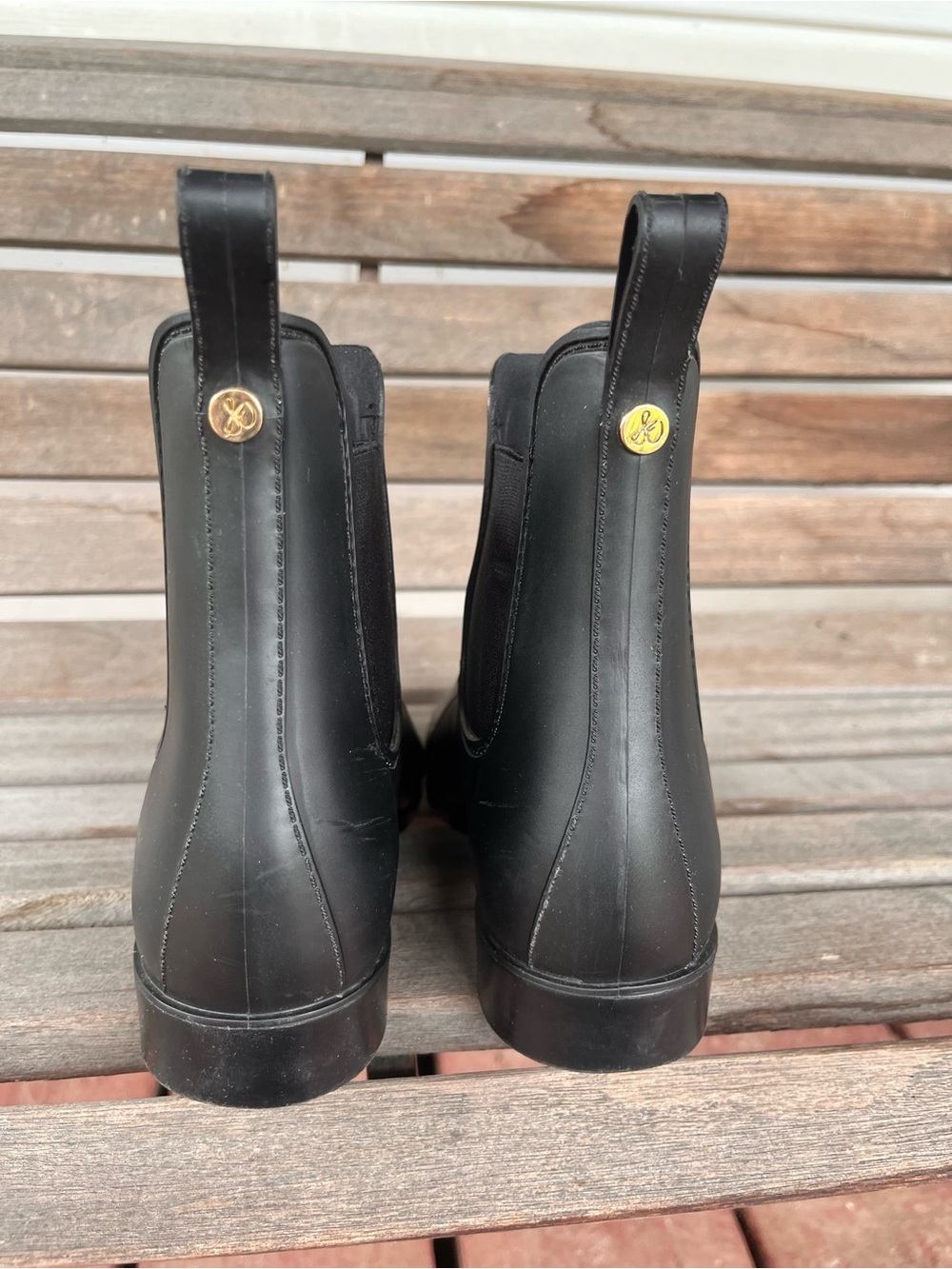Sam Edelman Black Tinsley Chelsea Rain Boots Booties Women’s Size 9 Waterproof - Picture 3 of 11